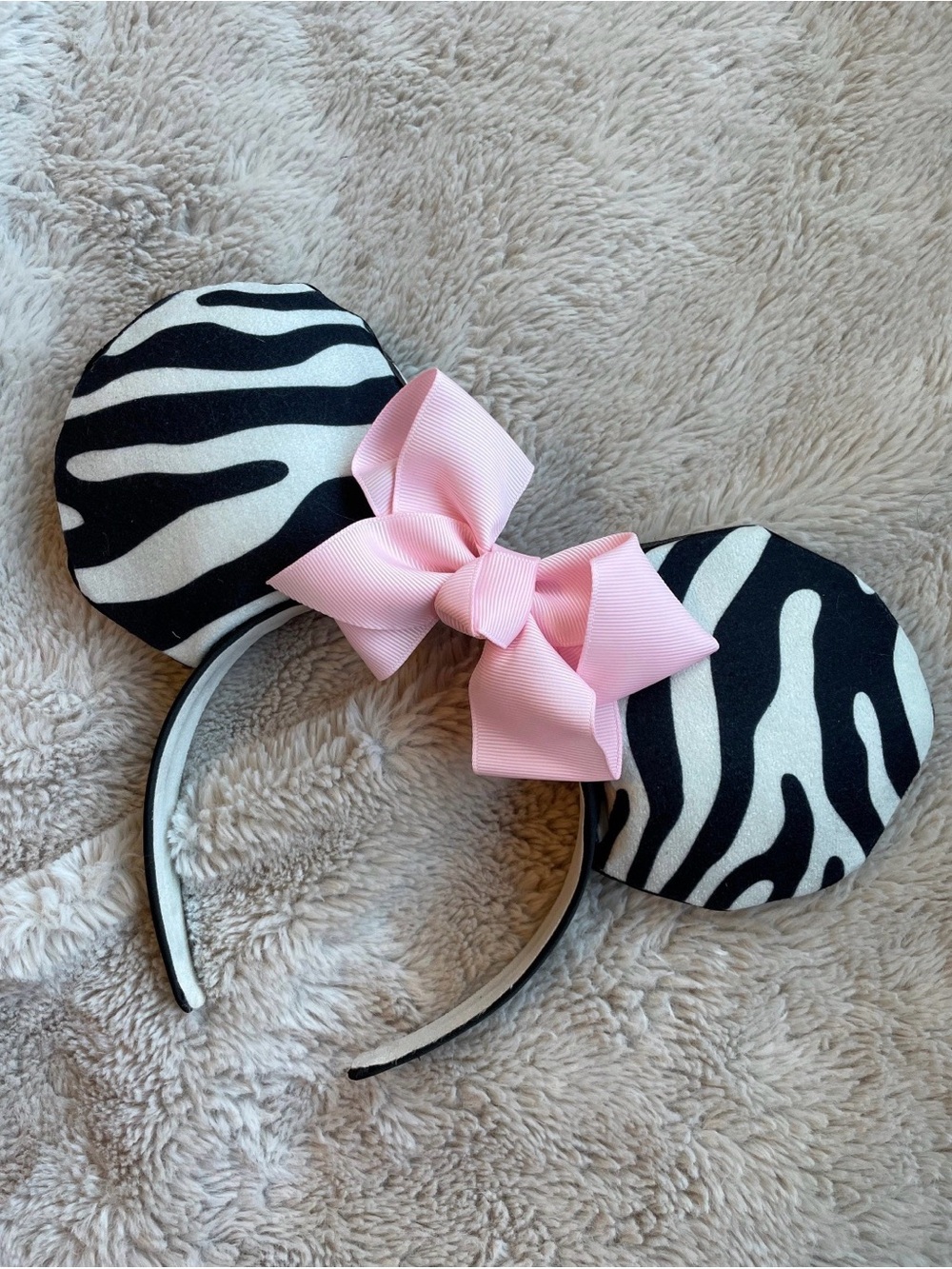 Zebra Print Ear Headband with Pink Bow Animal Kingdom & Disney Inspired